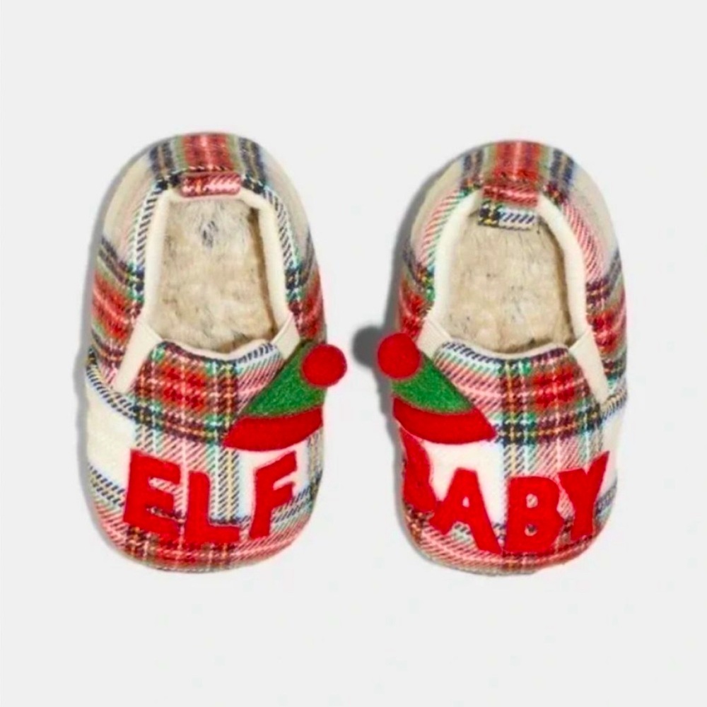 Wondershop Holiday Baby Elf Plaid Slipper Moccs